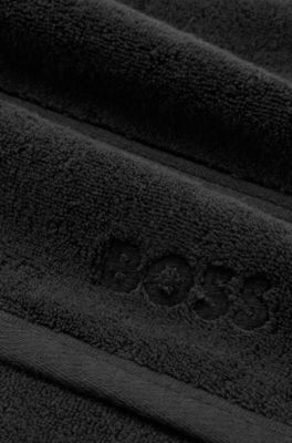 Asciugamano per ospiti in cotone nero con logo ricamato, Nero