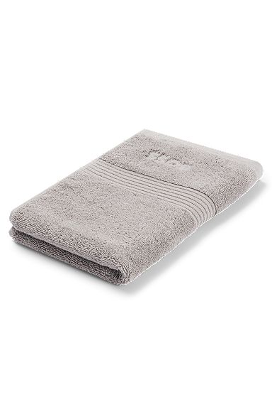 Sølvfarvet gæstehåndklæde i ægæisk bomuld med tone-i-tone-logo, Sølv