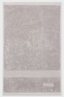 Cotton guest towel in silver with embroidered logo, Silver