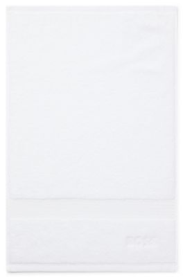 White Aegean-cotton guest towel with tonal logo, White