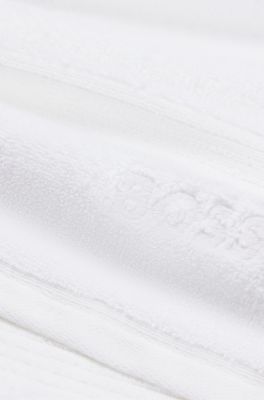 White Aegean-cotton guest towel with tonal logo, White