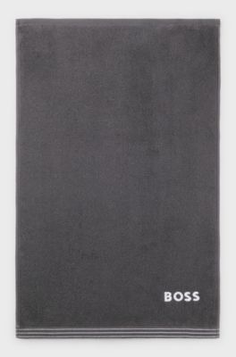 Cotton guest towel with contrast embroidered logo, Dark Grey