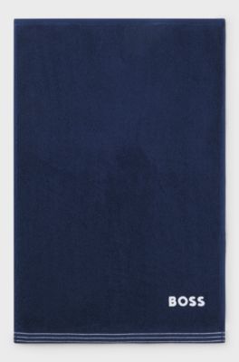 Katoenen gastenhanddoek met logostiksel als contrast, Donkerblauw