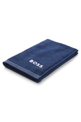 Cotton guest towel with contrast embroidered logo, Dark Blue