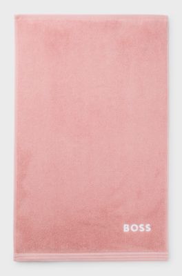 Katoenen gastenhanddoek met logostiksel als contrast, Lichtroze