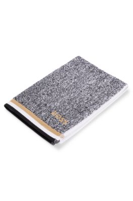 コットンジャカード ゲストタオル パイピング＆ロゴ, グレー