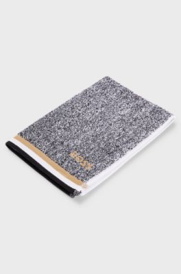 Cotton-jacquard guest towel with piping and logo, Grey