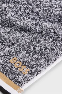 Cotton-jacquard guest towel with piping and logo, Grey