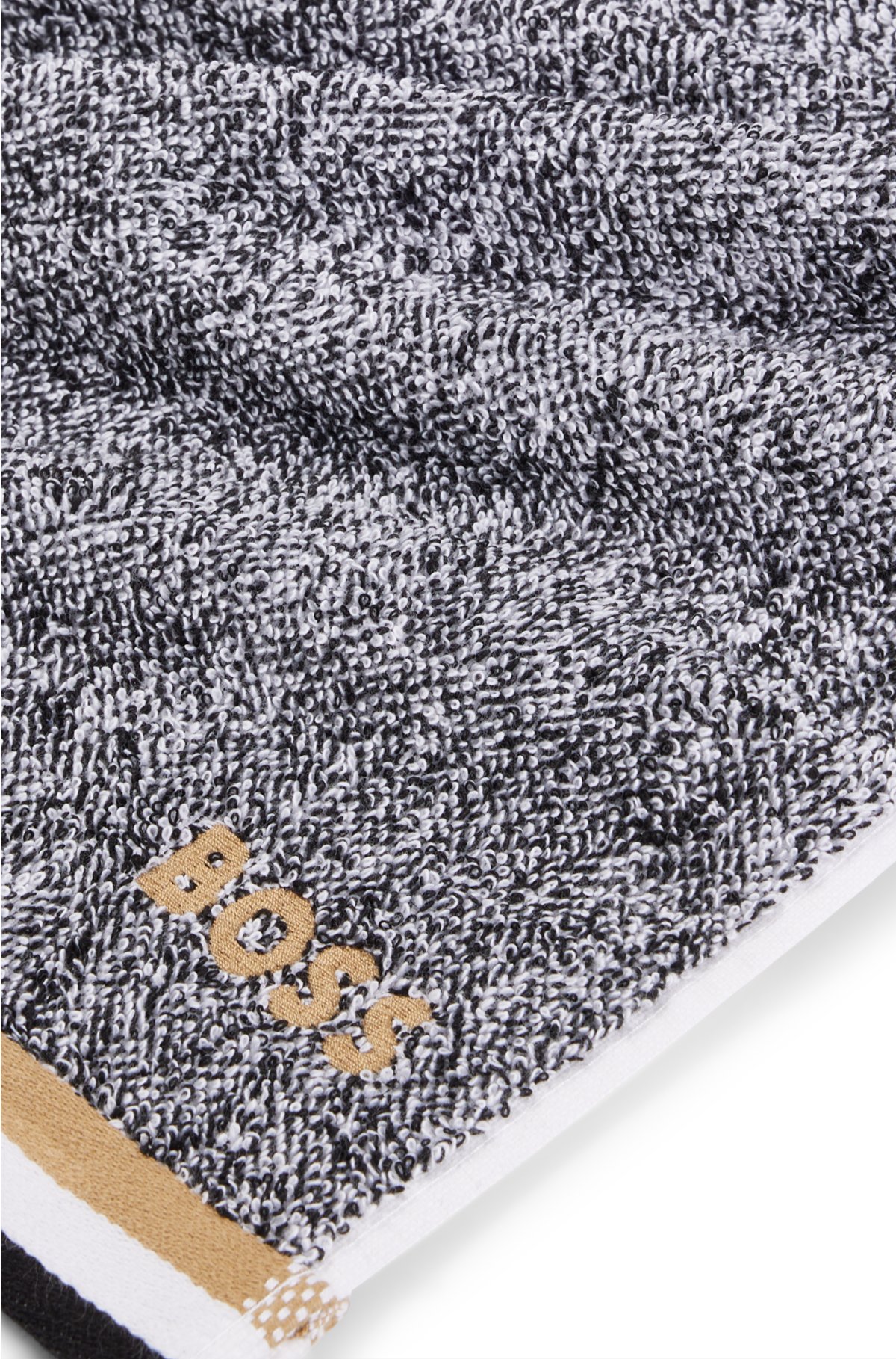 Cotton-jacquard guest towel with piping and logo, Grey