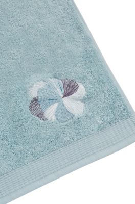 Toalla para invitados de algod&oacute;n con bordado, Azul