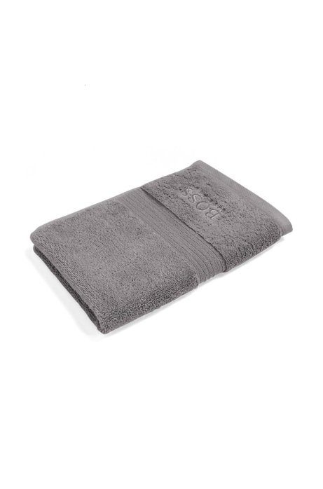 Guest towel in combed Aegean cotton with ribbed border, Silver