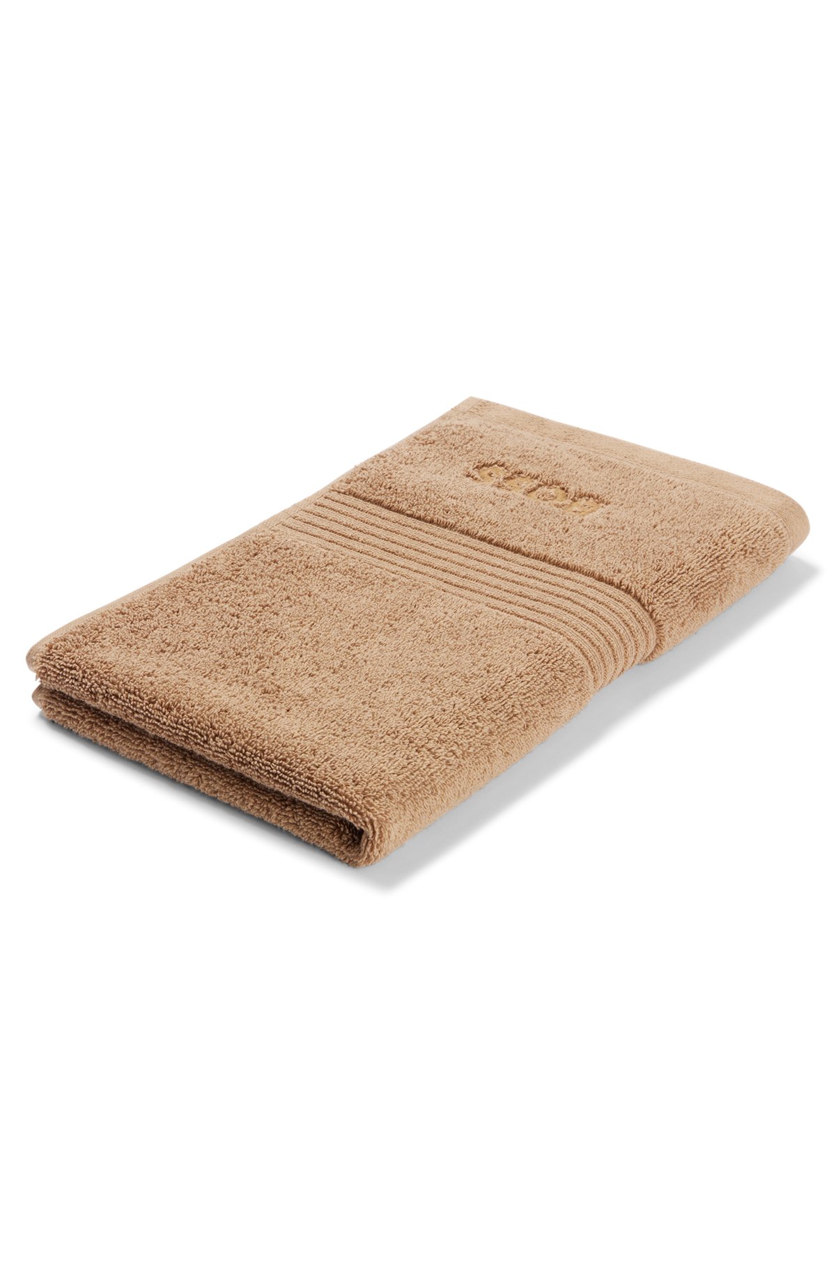 Gæstehåndklæde i ægæisk bomuld med tone-i-tone-logo, Brun