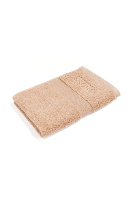 Guest towel in combed Aegean cotton with ribbed border, Beige