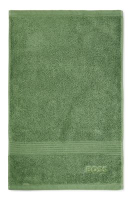 Aegean-cotton guest towel with tonal logo, Green