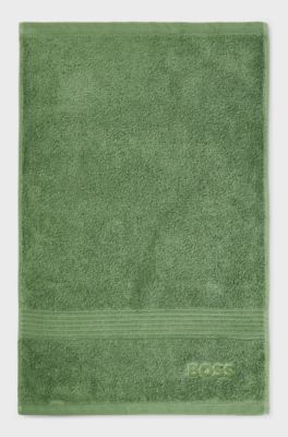 Aegean-cotton guest towel with tonal logo, Green