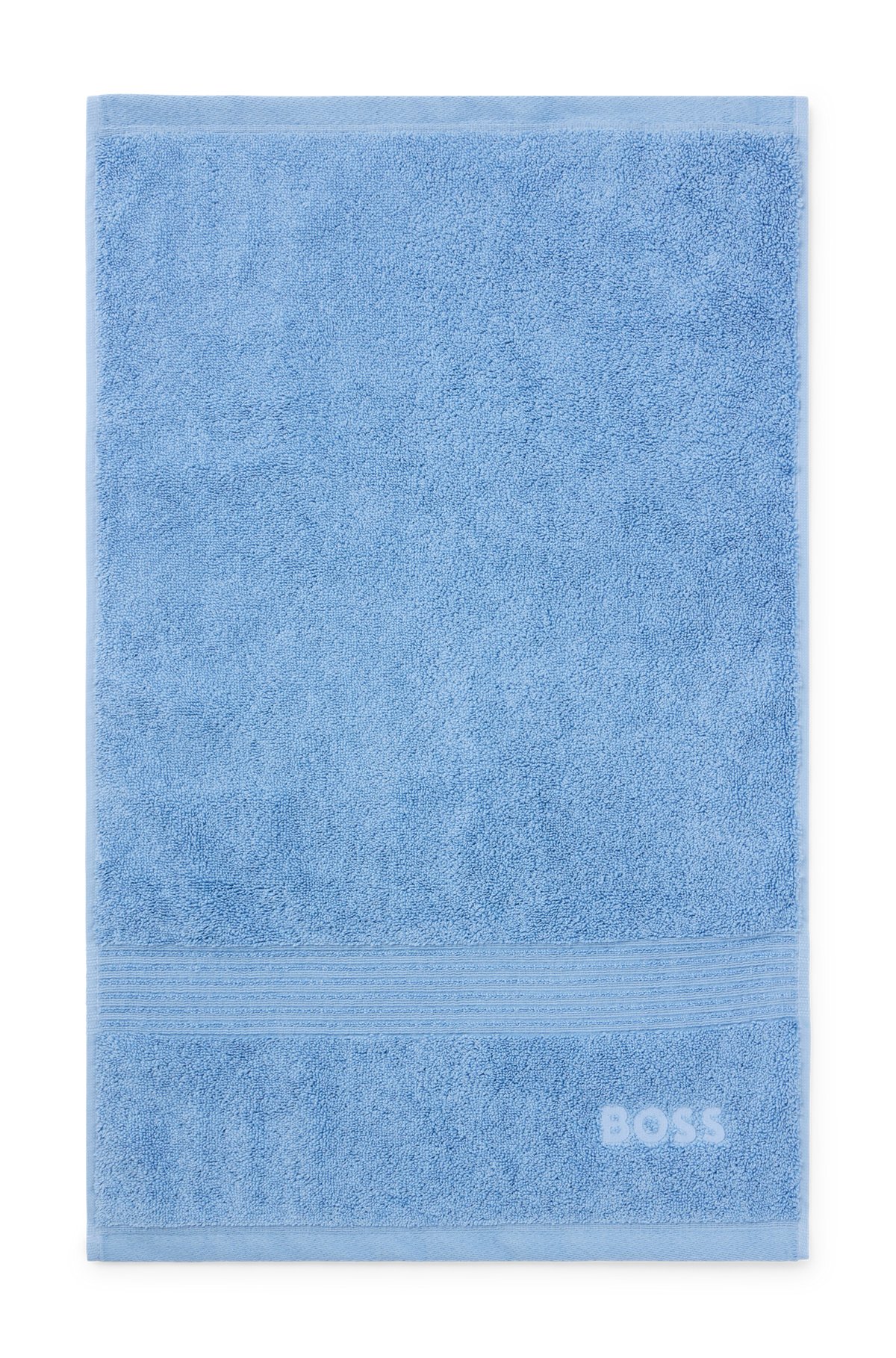 Aegean-cotton guest towel with tonal logo, Blue