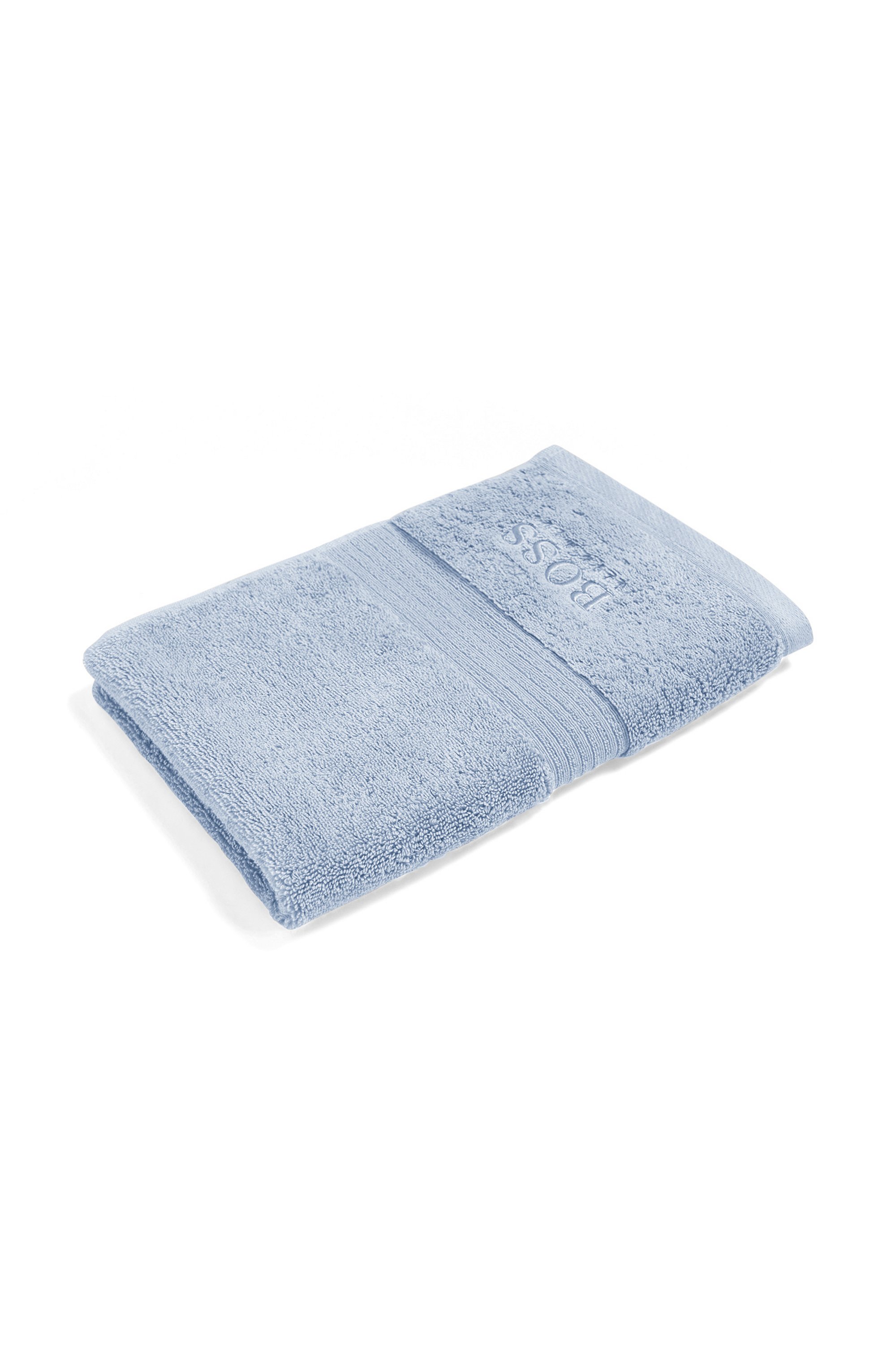 Asciugamano per ospiti in cotone egeo con logo, Celeste