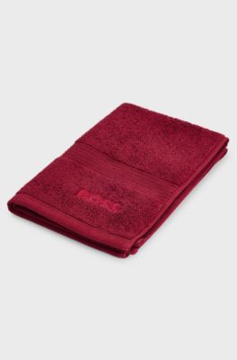 Cotton guest towel with tonal embroidered logo, Dark Red
