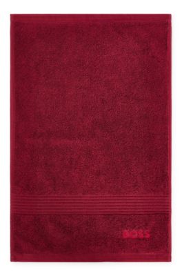 Aegean-cotton guest towel with tonal logo, Dark Red