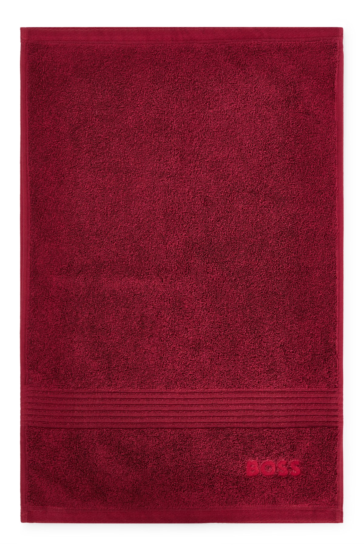 Aegean-cotton guest towel with tonal logo, Dark Red