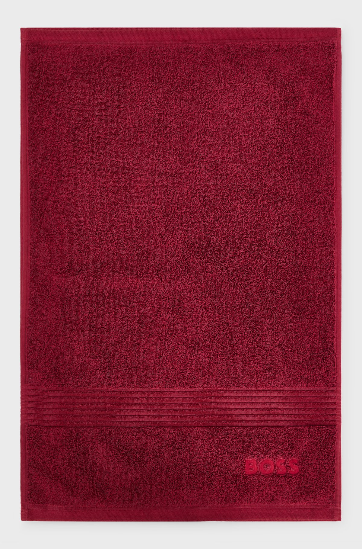 Aegean-cotton guest towel with tonal logo, Dark Red