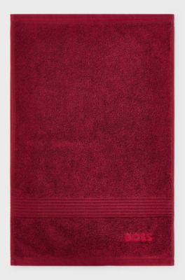 Cotton guest towel with tonal embroidered logo, Dark Red