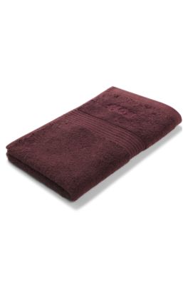 Aegean-cotton guest towel with tonal logo, Dark Red