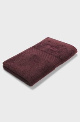 Aegean-cotton guest towel with tonal logo, Dark Red
