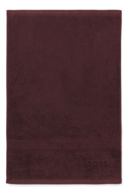 Aegean-cotton guest towel with tonal logo, Dark Red