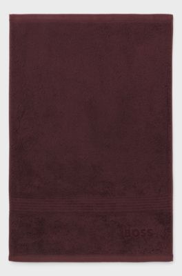 Aegean-cotton guest towel with tonal logo, Dark Red