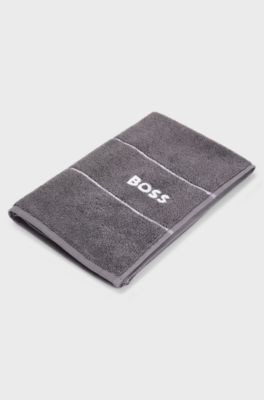 Serviette de toilette en coton avec logo brod&eacute;, Gris sombre