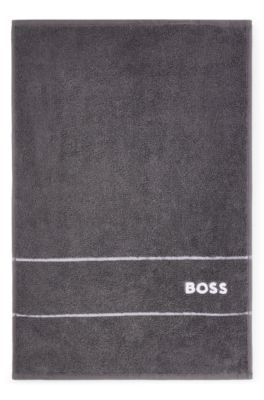Asciugamano per ospiti in cotone con logo bianco ricamato, Grigio scuro