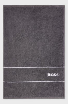 Serviette de toilette en coton avec logo brod&eacute;, Gris sombre