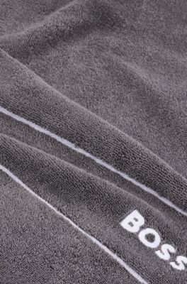 Serviette de toilette en coton avec logo brod&eacute;, Gris sombre