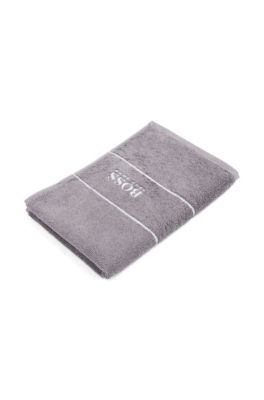 Serviette de toilette en coton avec logo brod&eacute;, Gris