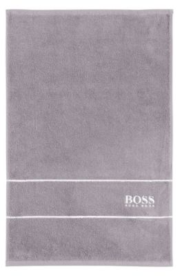 Cotton guest towel with white logo embroidery, Grey