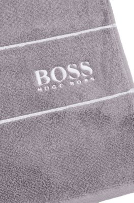 Cotton guest towel with white logo embroidery, Grey