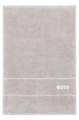 화이트 로고 자수 코튼 게스트 타월, 그레이