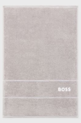 Cotton guest towel with white logo embroidery, Grey