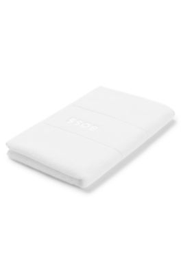 Cotton guest towel with white logo embroidery, White
