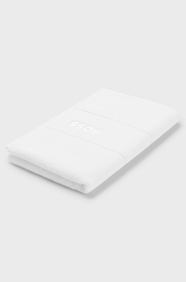 Cotton guest towel with white logo embroidery, White