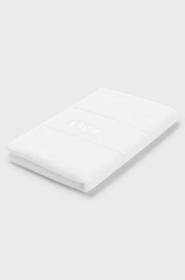 Serviette de toilette en coton avec logo brod&eacute;, Blanc