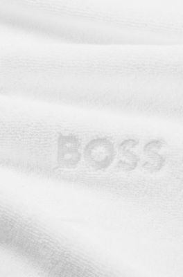 Serviette de toilette en coton avec logo brod&eacute;, Blanc