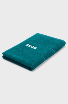 Cotton guest towel with white logo embroidery, Dark Green