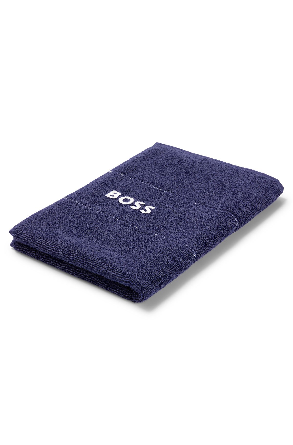 Cotton guest towel with white logo embroidery, Dark Blue
