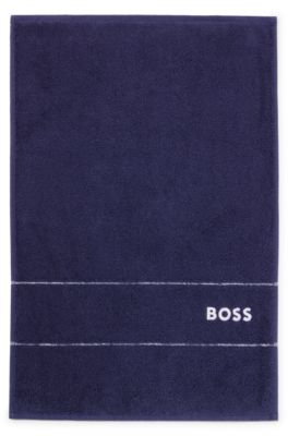 Cotton guest towel with white logo embroidery, Dark Blue
