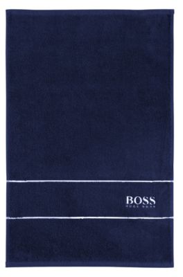 Cotton guest towel with white logo embroidery, Dark Blue