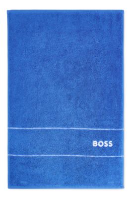 Cotton guest towel with white logo embroidery, Blue