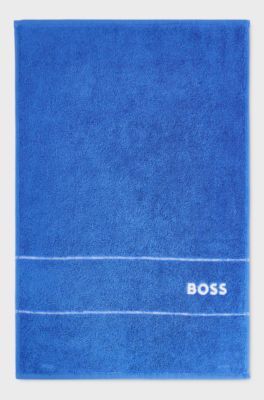 Serviette de toilette en coton avec logo brod&eacute;, Bleu