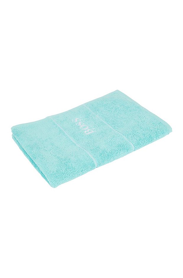 Cotton guest towel with white logo embroidery, Turquoise